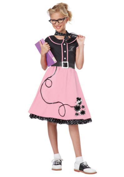 Girls Clothing Halloween Costume - Fifties Poodle Skirt - Girls Small 6-8