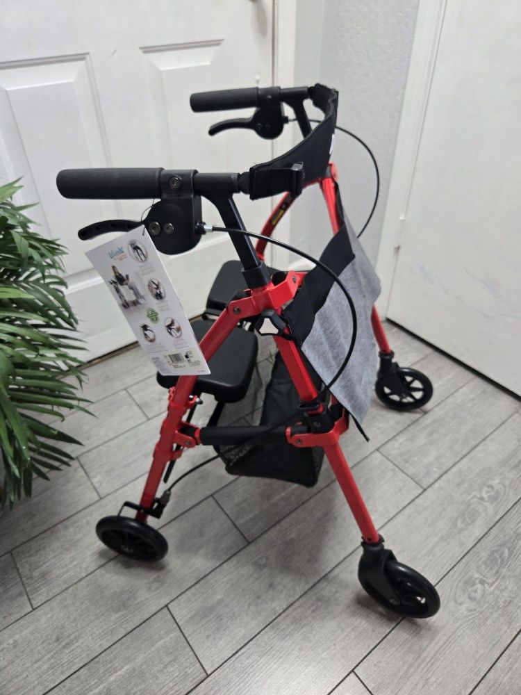 Stander Wonder Rollator Plus Short, Lightweight Junior Folding Mobility Aid for Petite Adults, Andador Para Adulto De Baja Estatura