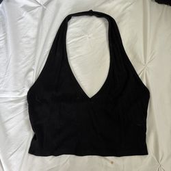 Black halter crop top