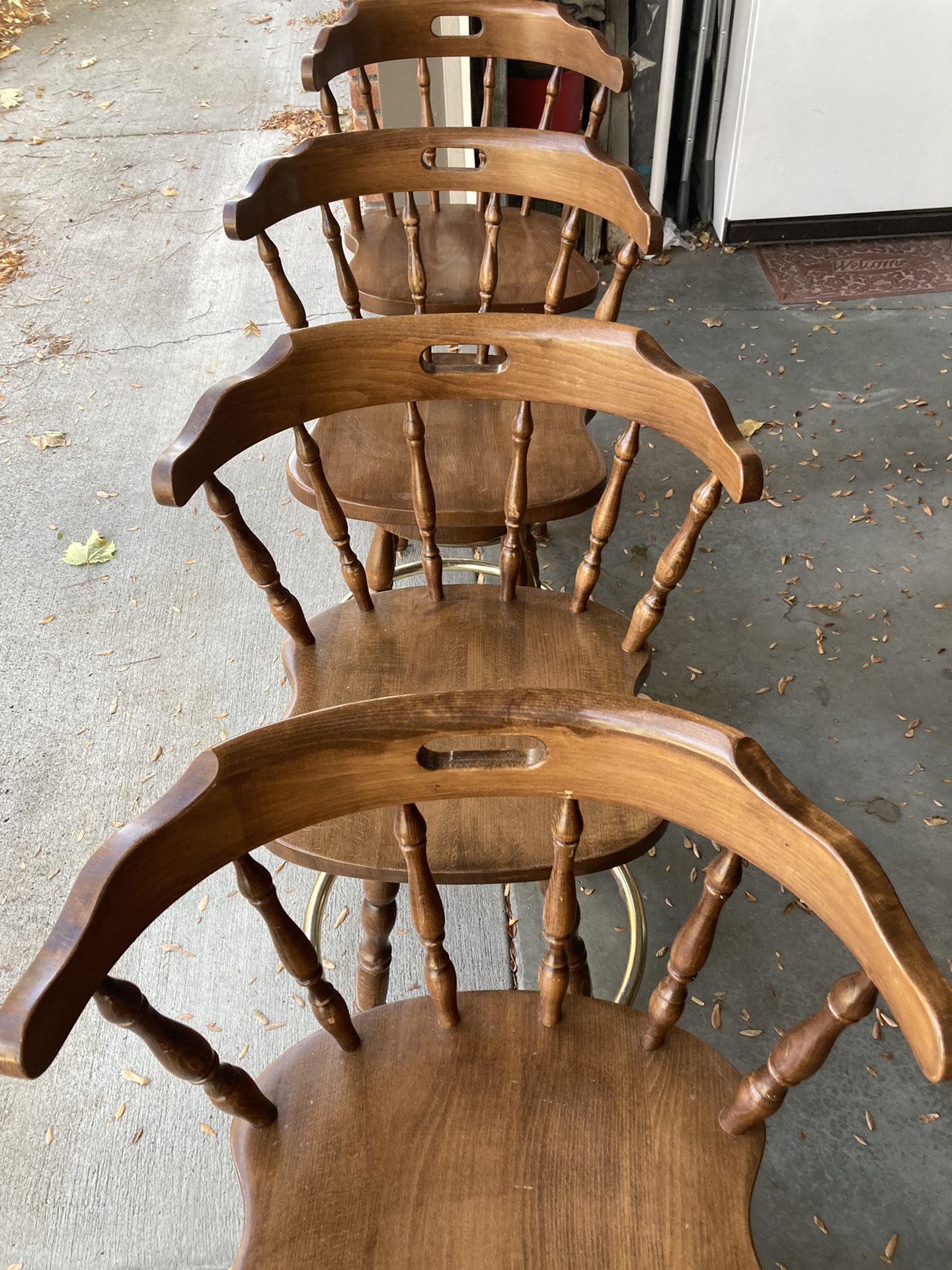 4 Wooden Swivel Chairs