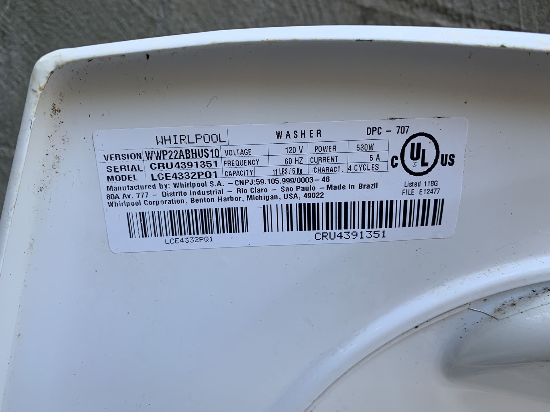Whirlpool 4KFP710WH2 Parts List