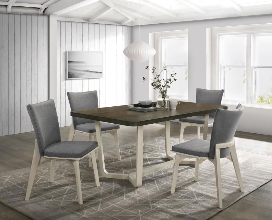**SALE** Modern Rectangular Dining Table And Chair Set In Greyish Brown Finish!