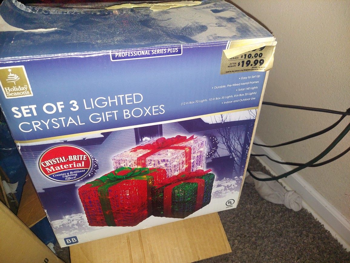 Set Of 3 Lights  Crystal Gift Boxes