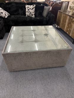 Upholstered Ottoman Coffee Table with Glass Top,ottoman’s,same day delivery 🚚