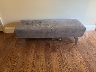 Large Gray Upholstered Ottoman Bench