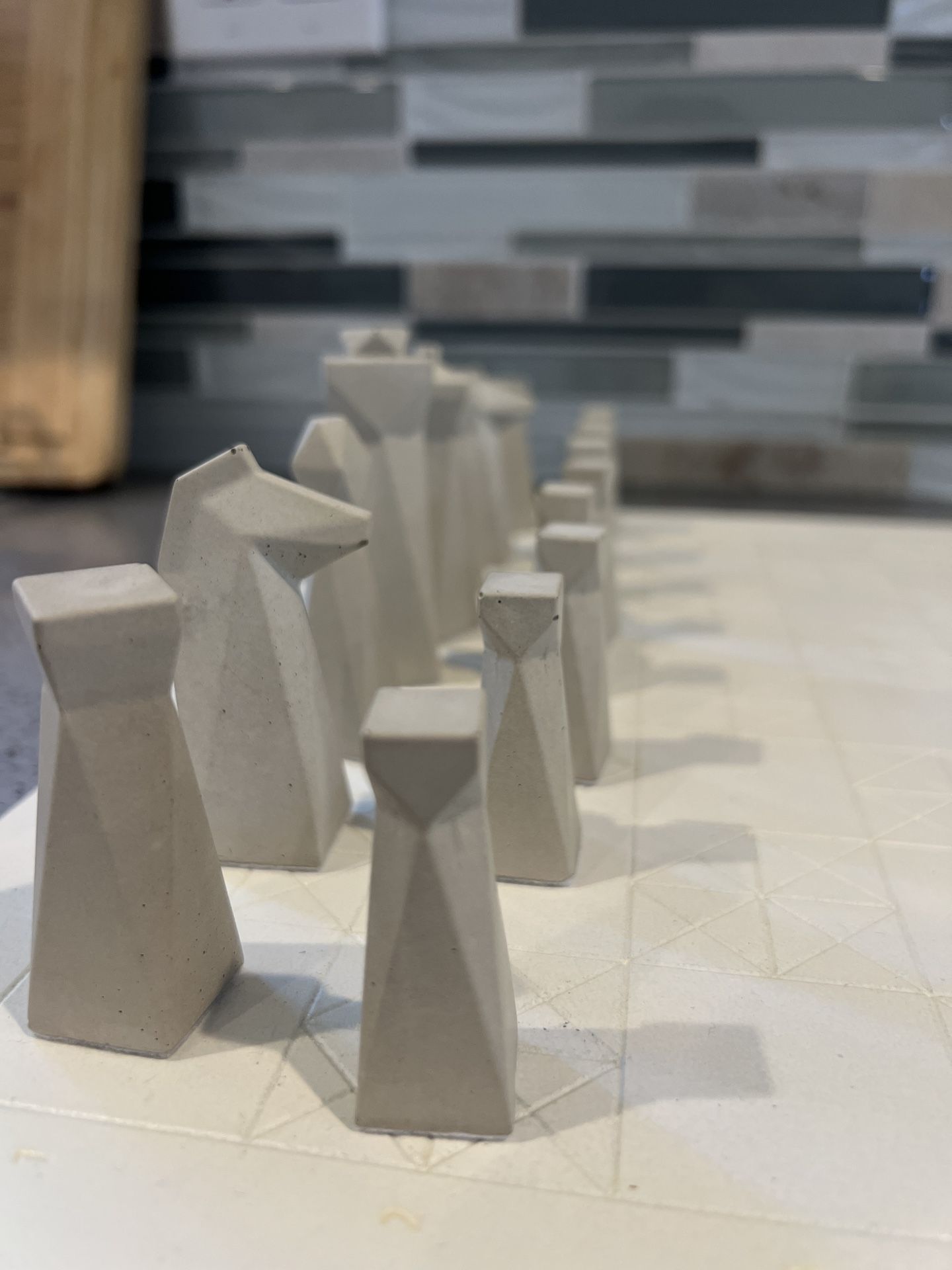 Modern Chess Set, Hand-poured Concrete