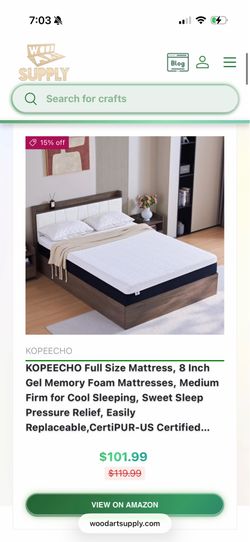 KOPÉECH Full Size Mattress, 8 Inch Gel Memory Foam Mattresses