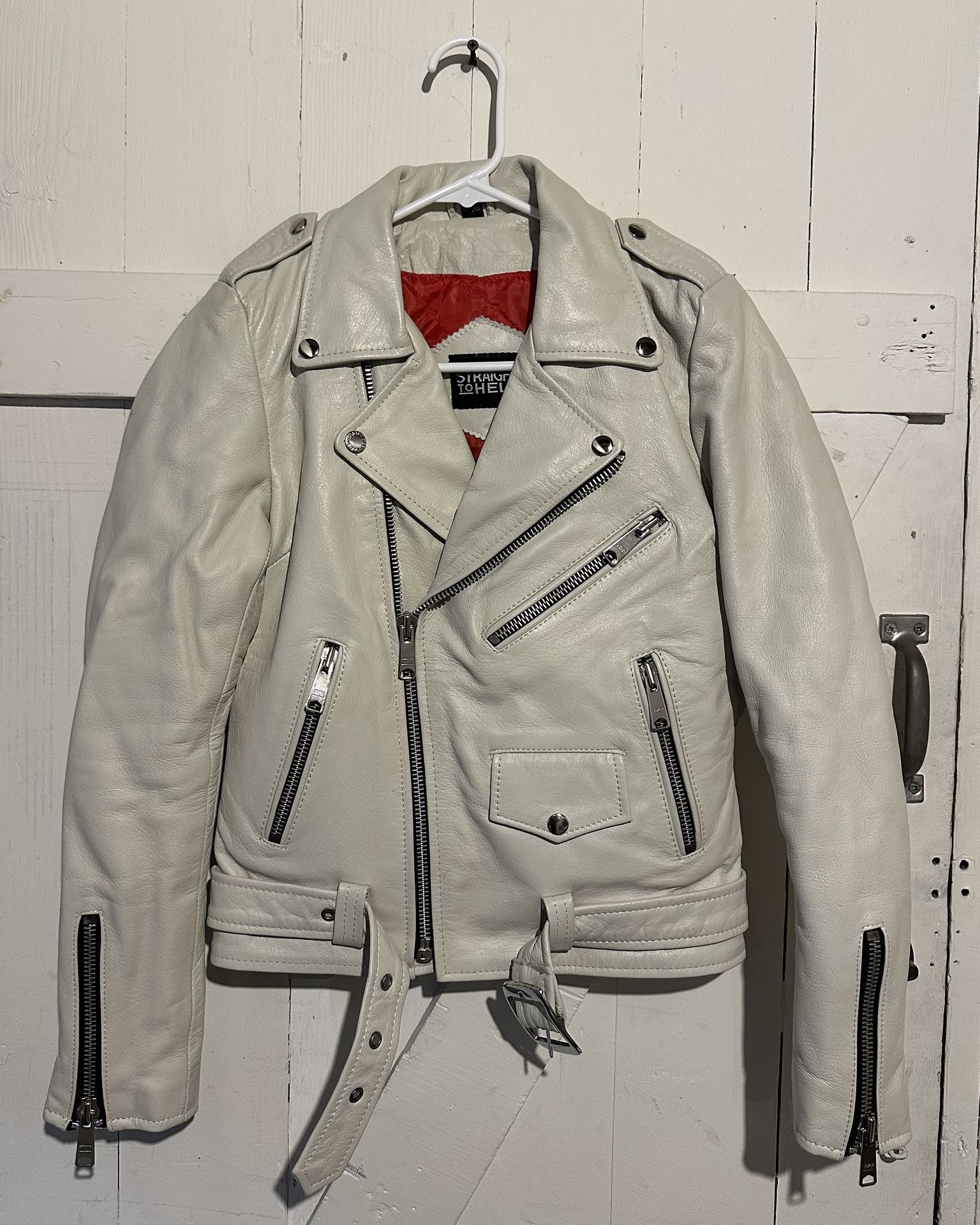 White Leather Motorcycle Jacket