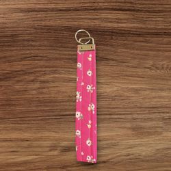 Handmade Fabric Flower Print Keychain/ Key Fob/ Wristlet