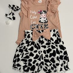 Holy Cow I’m Cute Toddler Cow Outfit New 