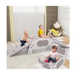Kids Indoor Climber 3 in 1 Climbing & Slide for Toddlers, Freestanding Slide, Rocking Chair Playset, Montessori Climbing Toys V075