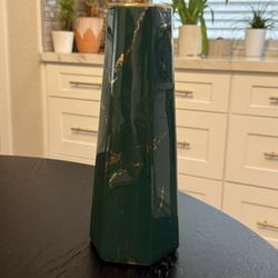 Brand New Green & Gold Marble Ceramic Vase – 10”
