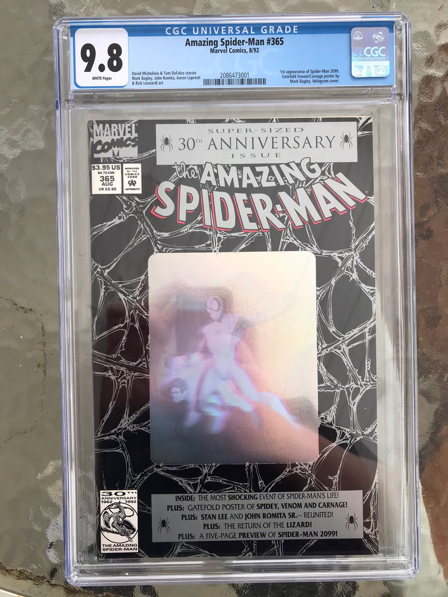 Amazing Spider-Man #365 (1992) CGC 9.8 — White Pages; 1st Spider-Man 2099; Bagley