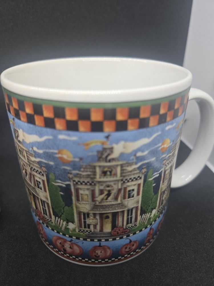 Halloween Haunted House Coffee Mugs Vintage 