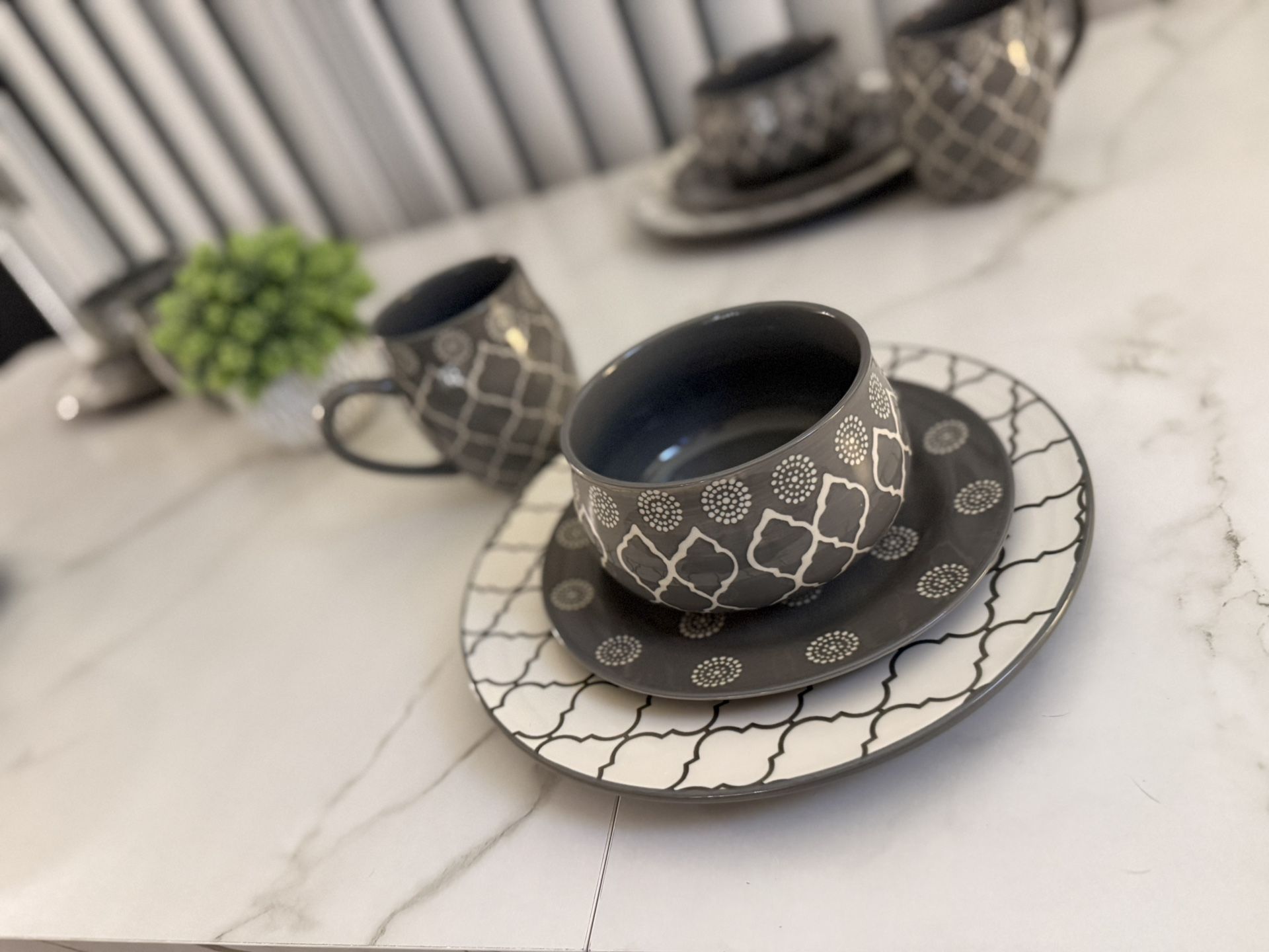 Moroccan grey 16pc dinner set