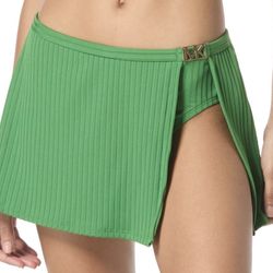 Women's Green Michael Ribbed Side-slit Swim Skirt