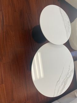 Marble Top Round Coffee Tables - Set of 2