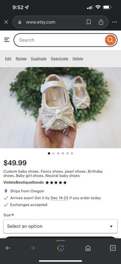 New Pearl Baby Girl Shoes Size 9-12 Months