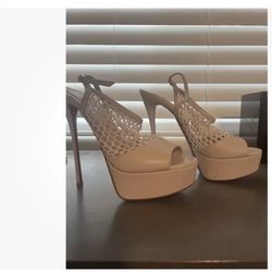 $1245 CHRISTIAN LOUBOUTIN Plougesta ALTA 150mmfishnet Platform Heel Pumps Sz 41