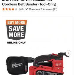 Milwaukee M18 FUEL 18-Volt Lithium-Ion Cordless Belt Sander (Tool-Only)