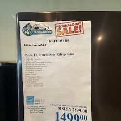 KitchenAid 25 Cu Ft French Door Refrigerator KRFF305EBS