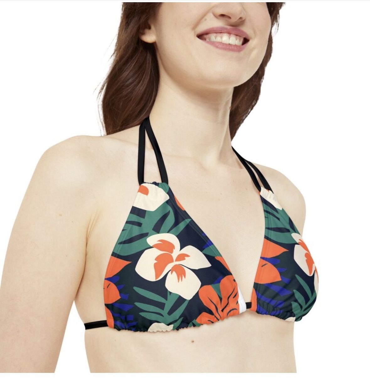 flower power Triangle Bikini Top