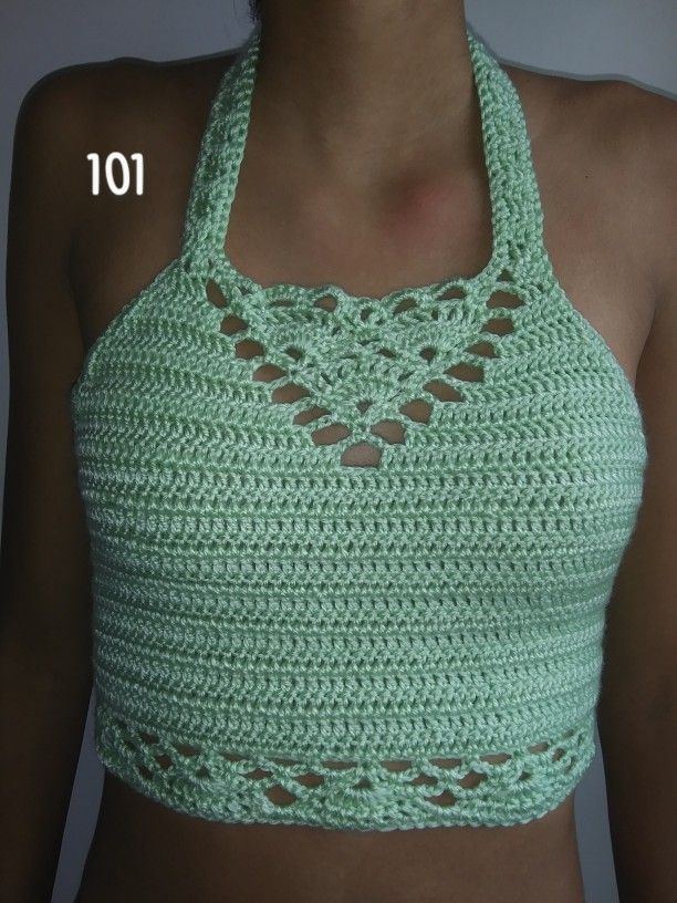 NEW LisaG7 SEAFOAM CROCHETED CROP TOP CT101 - size s/m