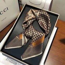 Silk Scarf Houndstooth Paisley Print