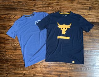 BUNDLE 2-Pack Under Armour Project Rock T-Shirt Blue Graphic Print Size Medium