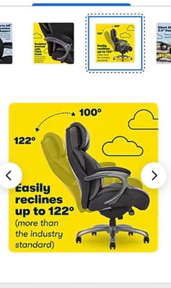 Serta Big & Tall Ergonomic Bonded Leather Swivel Executive Chair, Black (44954) 