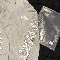 amiri hoodie grey size, large