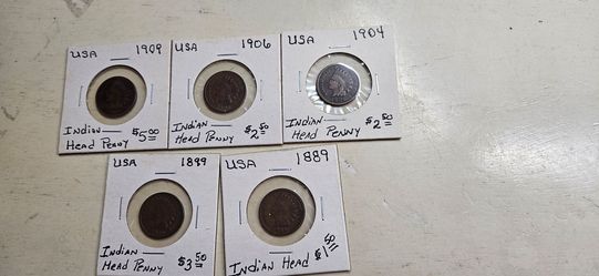Indian Head pennies (five total)