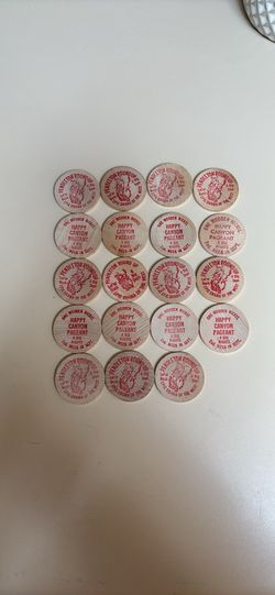 Lot of 19 collectible wooden nickels