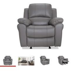 Leather Power Recliner With USB Port Gray