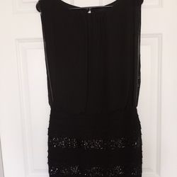 Aiden Mattox Size 0 Black Sequined Mini Sheer Cocktail Dress