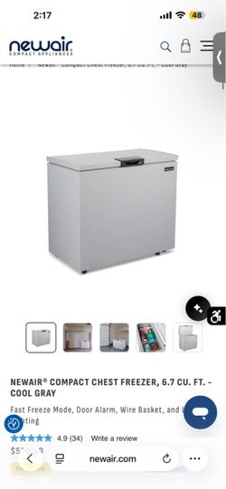 New Air 6.7 Cu. Ft Cool Gray Chest Freezer NFT070GA00