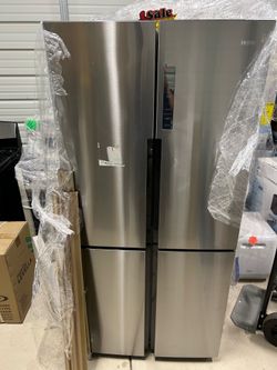 Haier 4-Door Stainless Steel Refrigerator – NEW (Scratch & Dent) 1YR Warranty 💥