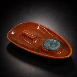 Vintage Roseville Pottery The Hyde Park 1981 Meteor Ashtray Brick MCM USA 12”