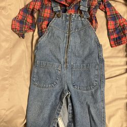 Bib Pants W/ Flannel Shirt