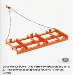 Garvee Heavy Duty 8' Drag Harrow Driveway Grader, 96" x 20" Tow Behind Landscape Rake for ATV UTV Tractor, Orange