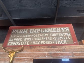 Vintage Farm Implements Advertising Sign