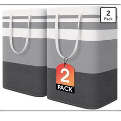 Brand New 2 Pack Large Laundry Baskets, Waterproof, Freestanding Laundry Hampers, Collapsible Clothes Hamper with Reinforced Handles