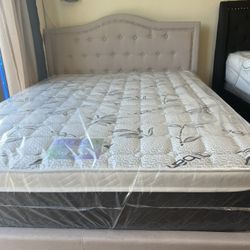 Queen Frame With Matrress New Mattresses New Pillowtop New Memory Foam New Bed Frames Nuevo Colchones Camas Nuevas ‼️