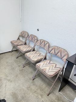 Vintage Samsonite Padded Folding 4 Chairs - Made in USA - Upholstered Seat & Back