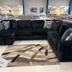 $14 down financing totaAshley Black Oversized Cloud Sectional Sofa