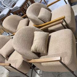 🔥CHITA Accent Chair for Living Room Set of 2, FSC Certified Modern Upholstered Faux Sherpa Fabric Armchair with Metal Frame and Wooden Armrests, Came