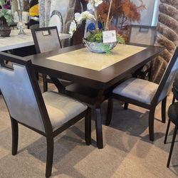 Table w/ Marble Insert  &  4 Side Chairs