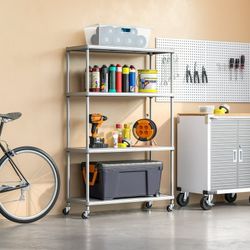 Seville 4 Tier Steel Shelving Platinum