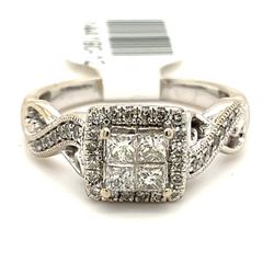 14k White Gold Diamond Cluster Halo Ring 5.7grams Size 6 3/4  144190 12