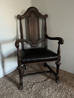 Antique Wood Chair with leather style cushion